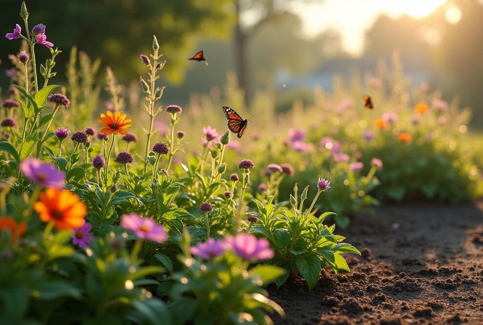 thriving native sunlit vibrant harmonious