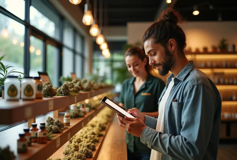 shopper comparing cannabis dispensary options to find the best products