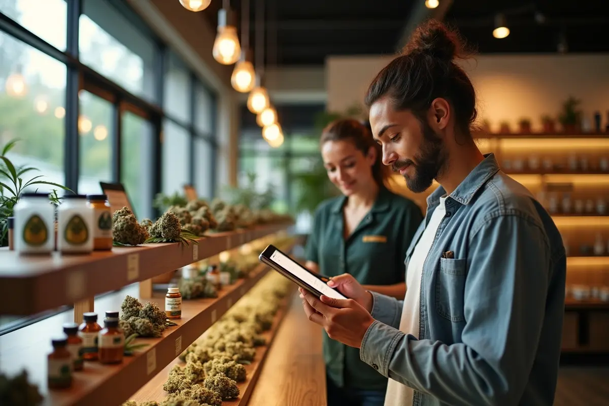 shopper comparing cannabis dispensary options to find the best products