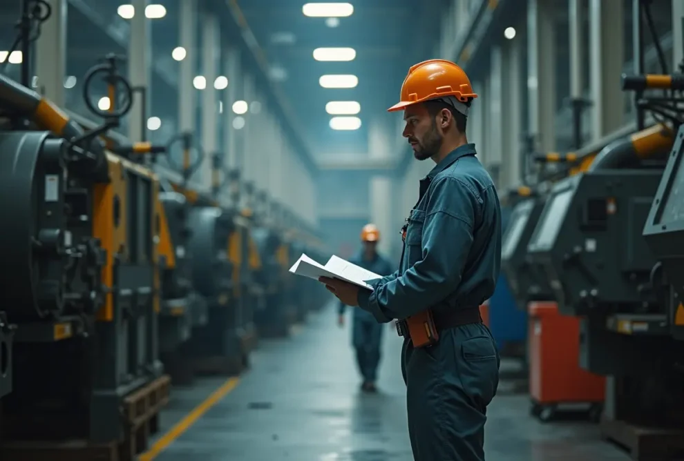 factory worker facing costly downtime during peak production season