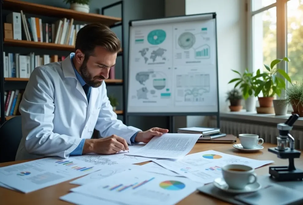 scientist reviewing research on health benefits of medical cannabis