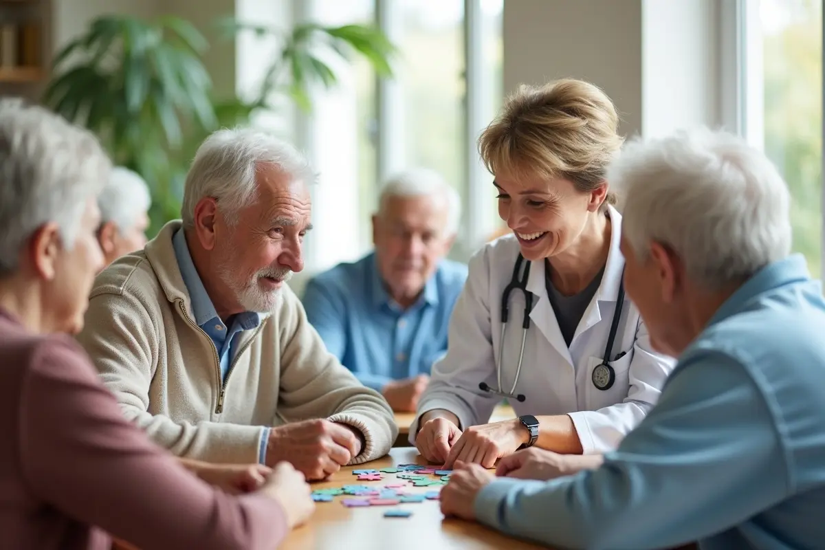 caregiver supporting seniors with behavioral and intellectual wellness programs