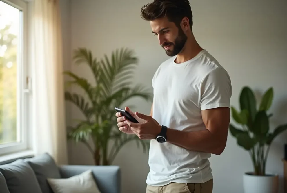 person using innovative wellness technology for improved daily health