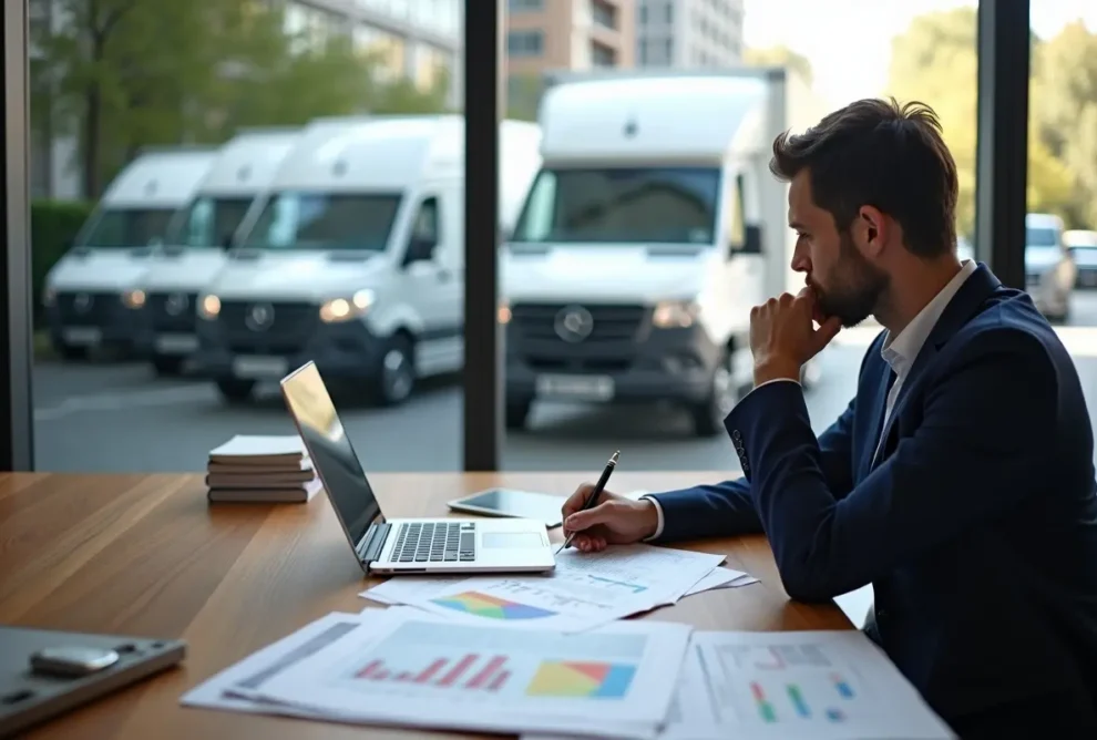 business owner evaluating delivery fleet rental versus ownership options