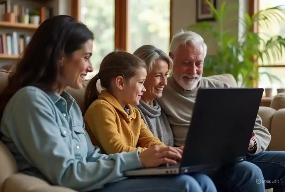family taking virtual tour before visiting senior living community for insight