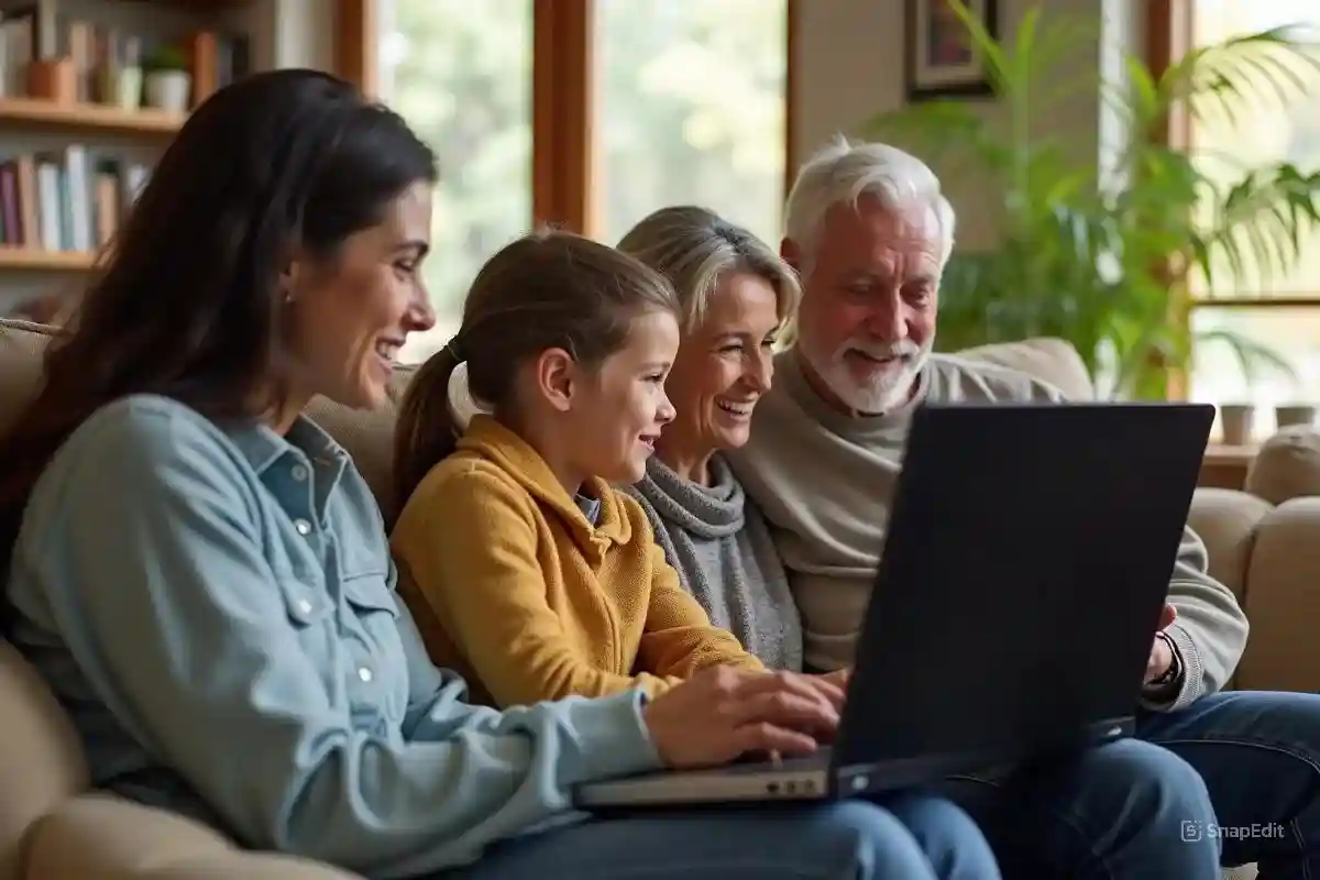 family taking virtual tour before visiting senior living community for insight