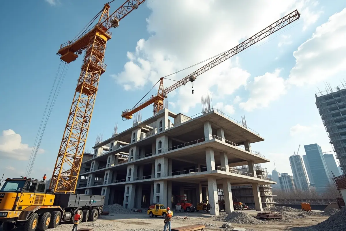 crane lifting heavy construction materials at jobsite