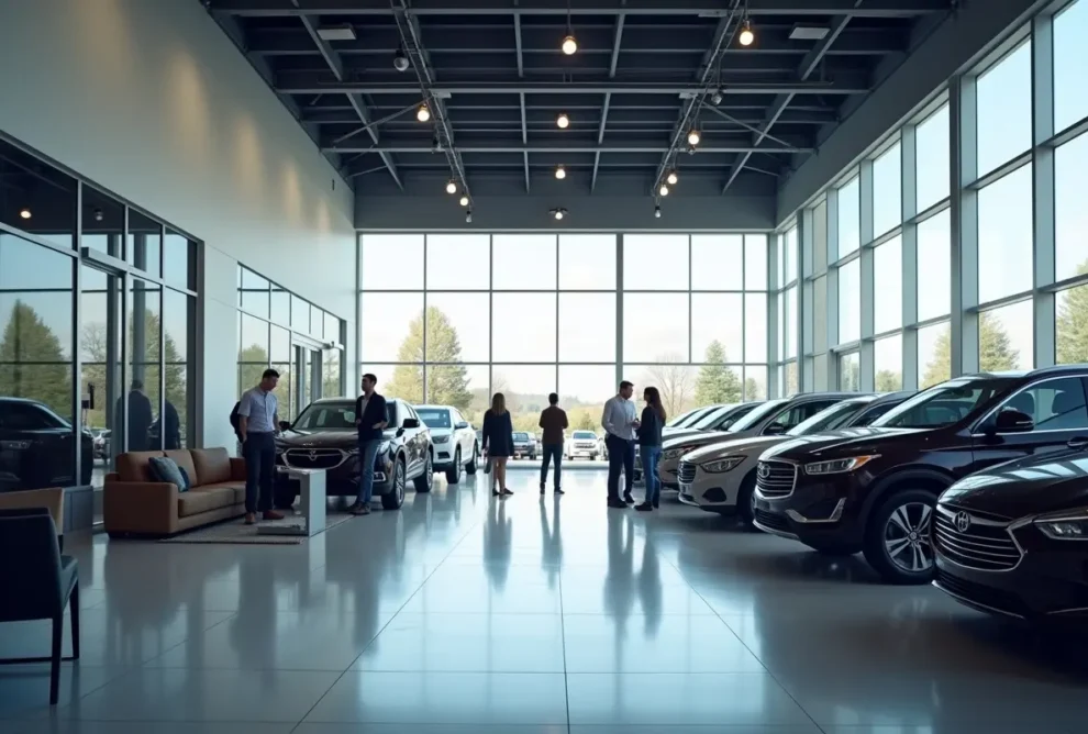 modern car dealership showroom with enhanced customer buying experience