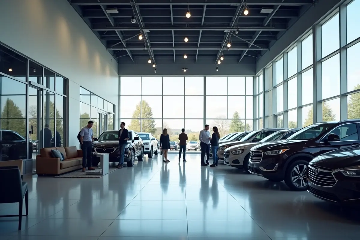 modern car dealership showroom with enhanced customer buying experience