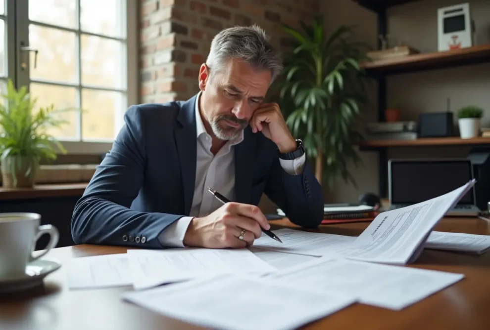 landlord reviewing tenant applications during screening process carefully