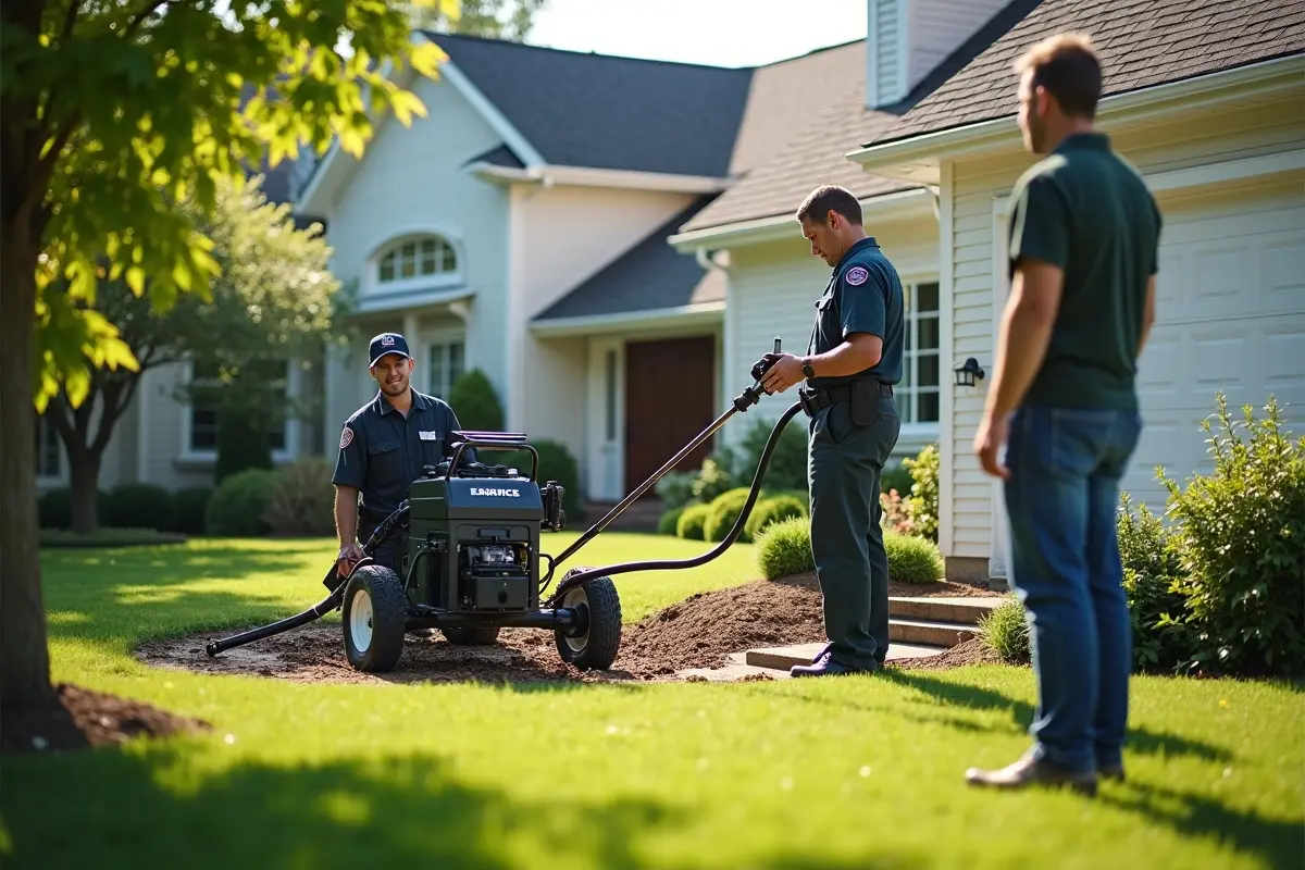 homeowner using professional septic cleaning services for system maintenance