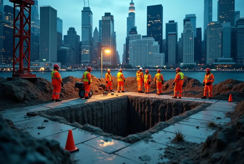 construction team assessing subsurface risks on complex urban project