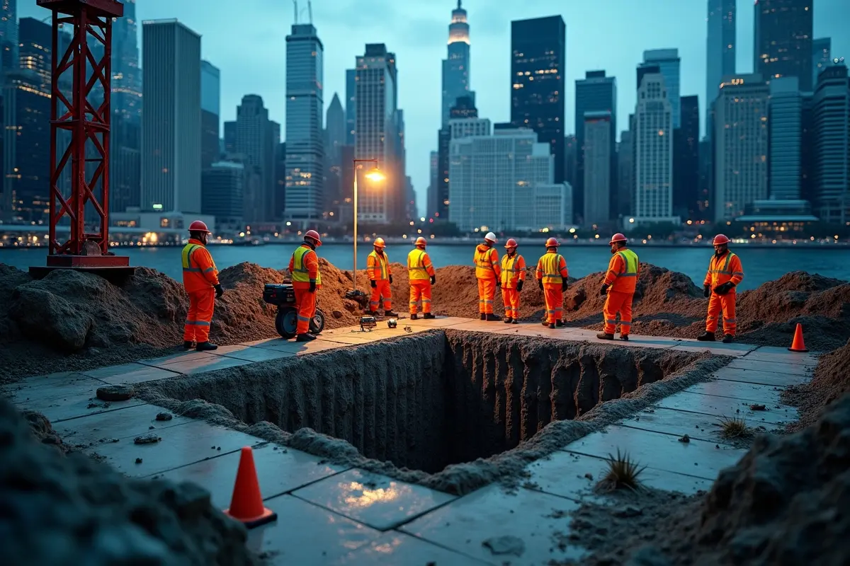 construction team assessing subsurface risks on complex urban project